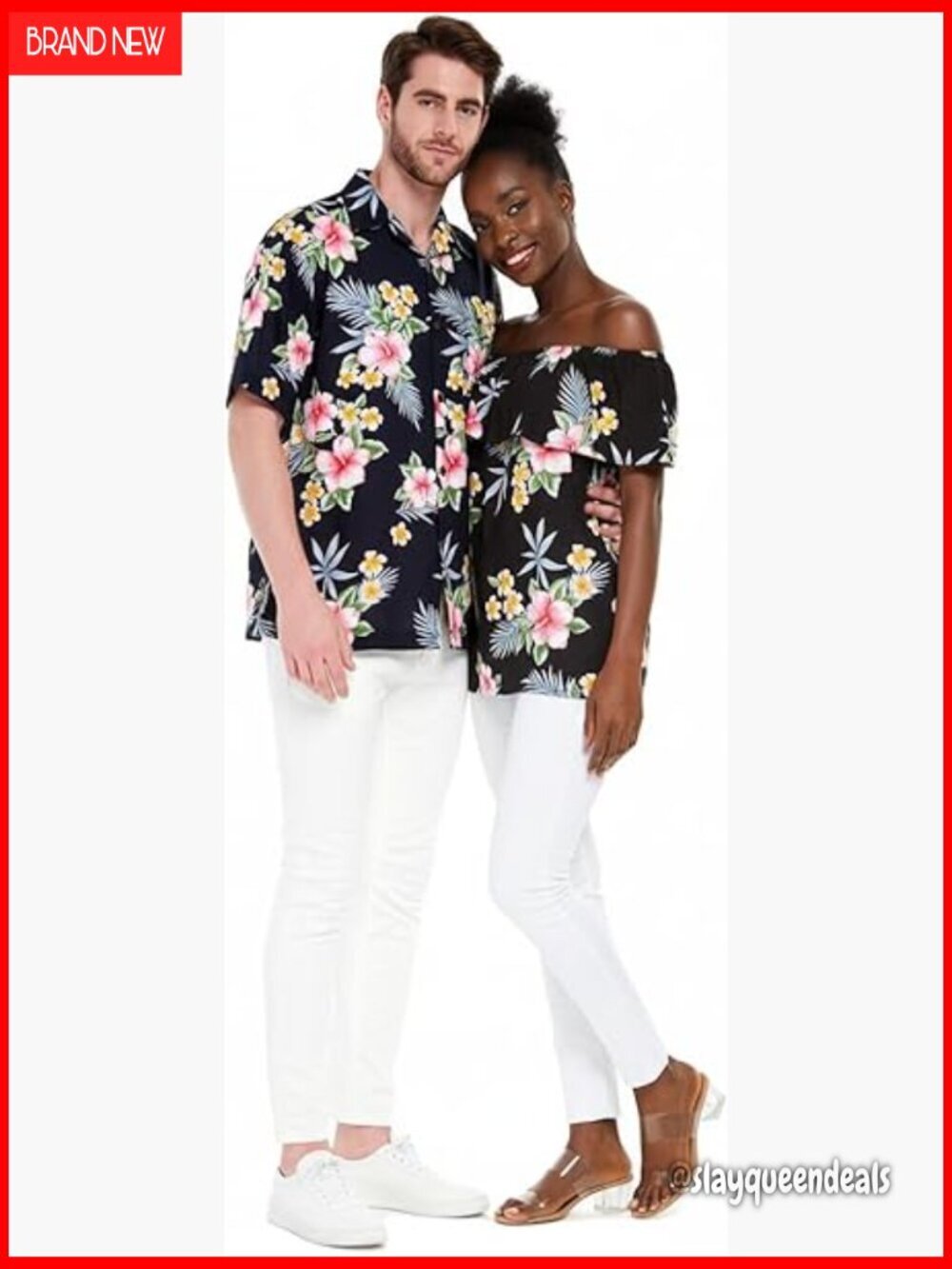 Off-Shoulder Ruffle Blouse, Lightweight Rayon, Tropical Floral Print